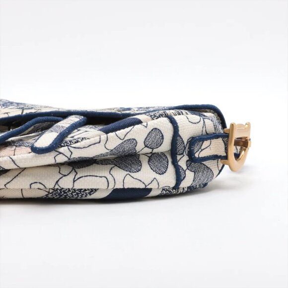 Christian Dior Saddle Bag canvas One shoulder bag navy x beige - Picture 3 of 9
